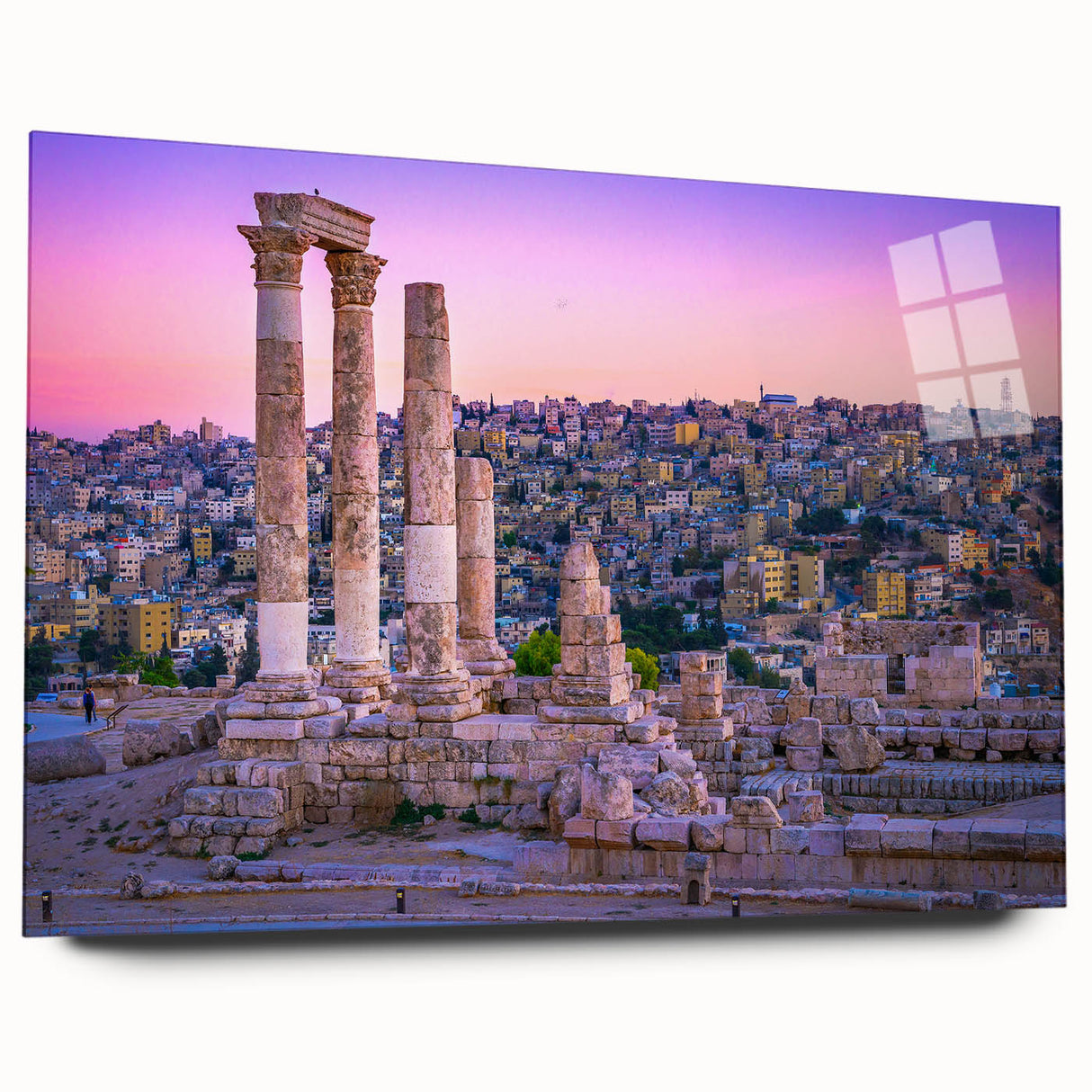 Large abstract wall art of a Middle Eastern Jordan scenery on acrylic glass, ideal for bedroom or dining room decor.