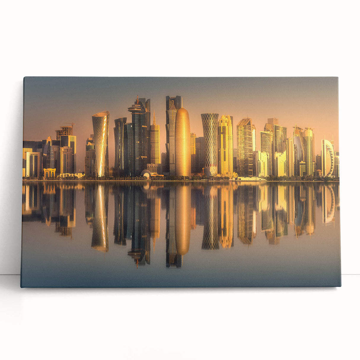 Black and white stretched canvas of Qatar scenery, ideal for kitchen wall art or bedroom ambiance.