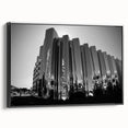 Black and white framed canvas depicting Taranaki, New Zealand landscape, ideal for bedroom wall decor.