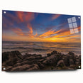 Acrylic print of a large abstract depiction of the New Zealand West Coast in muted blue and green tones.