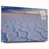 Acrylic print of a large abstract depiction of a Bolivia scenery in earthy tones, ideal for bedroom or dining room decor.