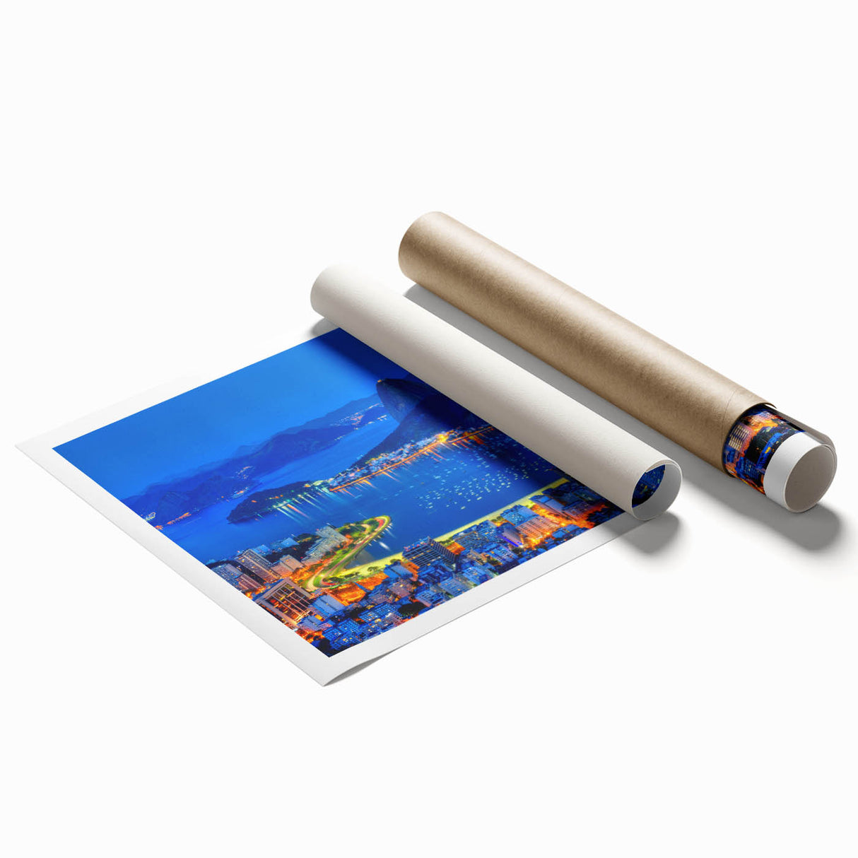 Extra large rolled print featuring a lush Brazilian rainforest scene in vibrant greens and blues.