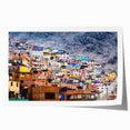 Extra large rolled print of a Peruvian landscape with vibrant greens and blues, ideal for dining room wall art.
