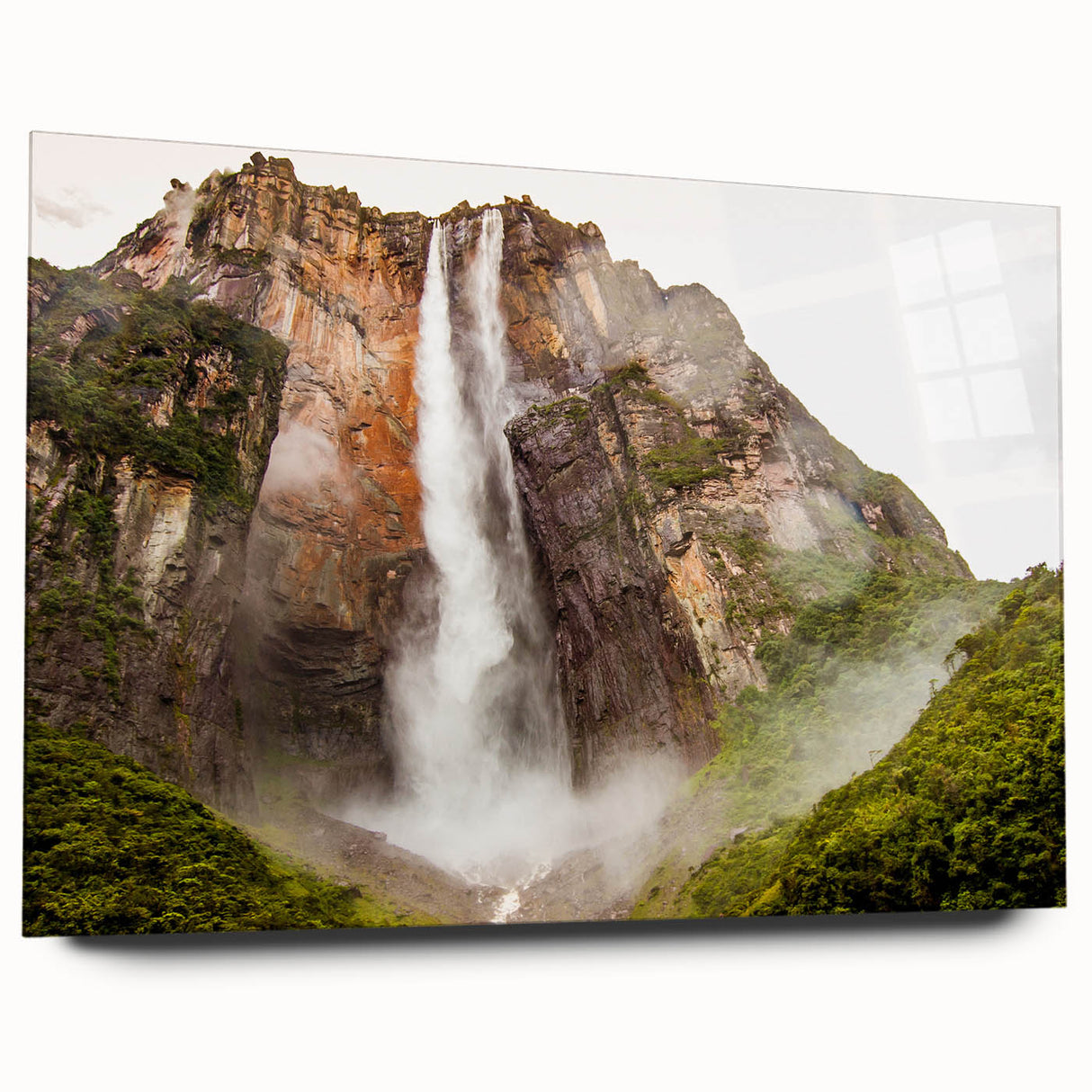 Large abstract wall art of a Venezuelan landscape in muted earth tones on acrylic glass.