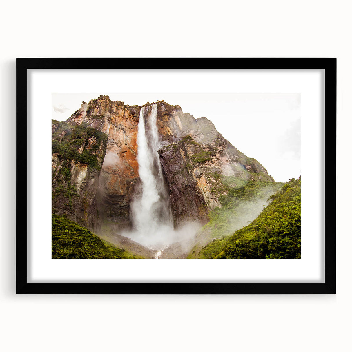 Extra large framed abstract art print of a colorful, textured Venezuelan scenery, ideal for living room decor.