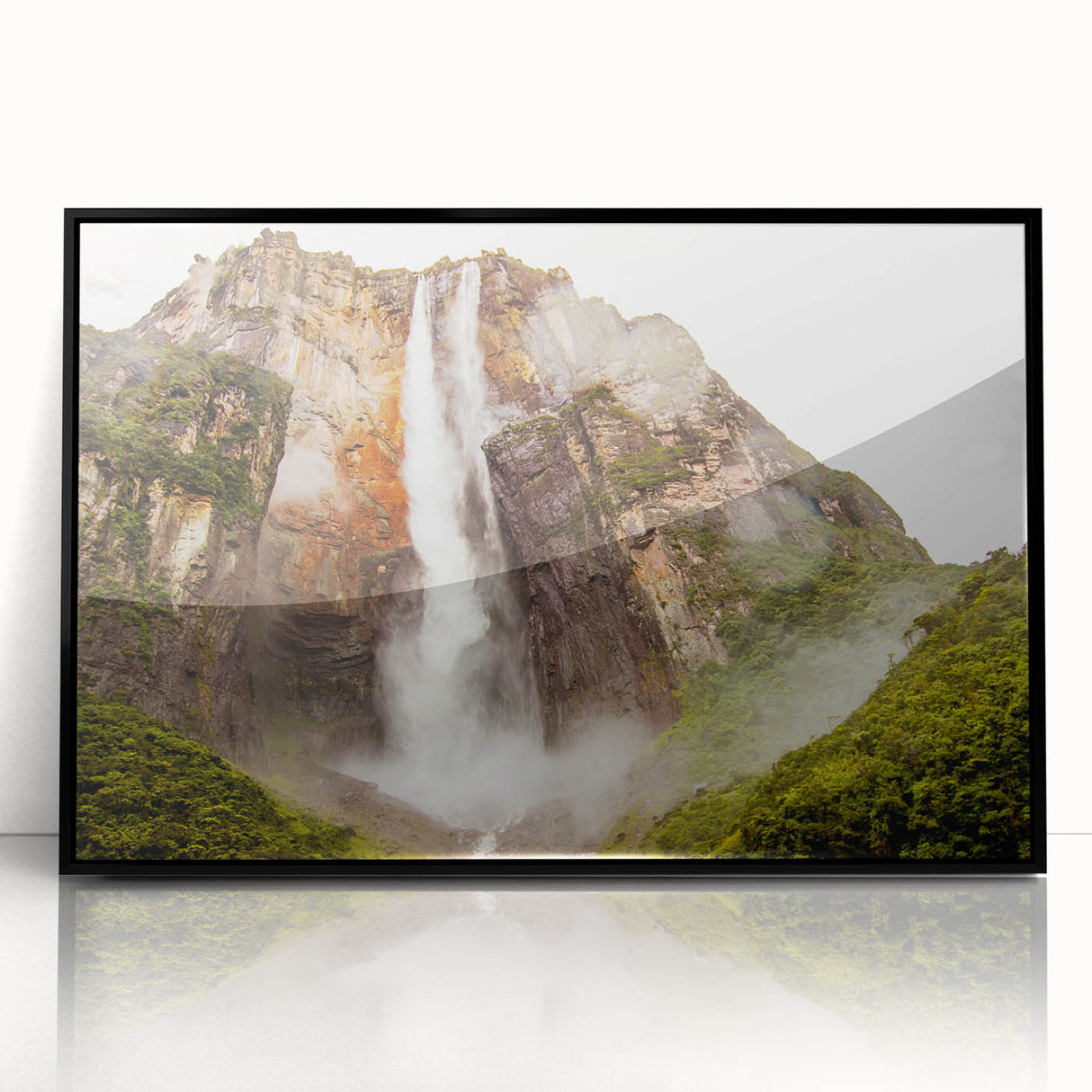 Large abstract wall art depicting a stylized Venezuelan landscape in earthy tones on a framed acrylic.