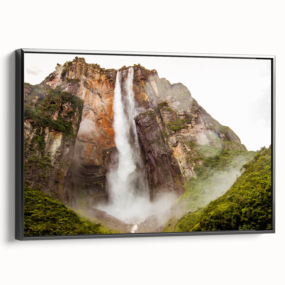 Black and white framed canvas featuring a vintage-style landscape of a Venezuelan scenery, ideal for bedroom wall decor.