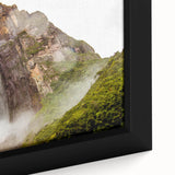 Extra large framed canvas featuring a textured depiction of a Venezuelan landscape in vibrant colors.