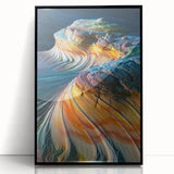Large abstract wall art depicting Arizona's Coyote Buttes in muted earth tones on a framed acrylic.