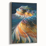 Framed canvas landscape art painting of Arizona’s Coyote Buttes in vibrant earth tones.