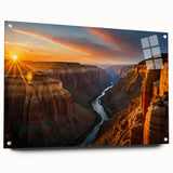 Acrylic print of the Grand Canyon in natural earth tones, suitable for bedroom or dining room decor.