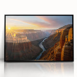 Large abstract wall art depicting the Grand Canyon in muted earth tones on a framed acrylic.