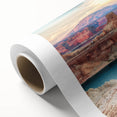Art deco poster of Lake Powell in pastel shades on rolled canvas, suitable for nursery wall art.