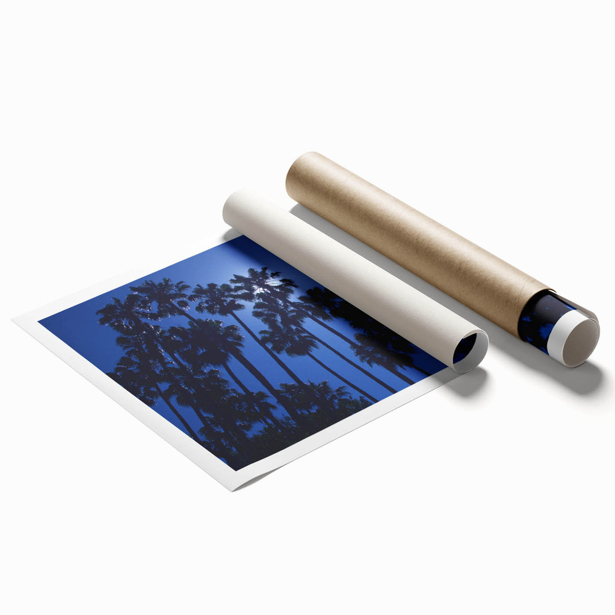 Extra large rolled print of Beverly Hills scenery with vibrant floral elements, ideal for classy bathroom wall art.