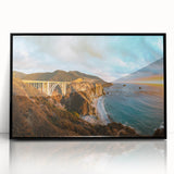 Large abstract wall art depicting California's Big Sur in muted earth tones on a framed acrylic.