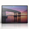 Large abstract wall art depicting the Coronado, California coastline in muted gray and blue tones, framed in black acrylic.