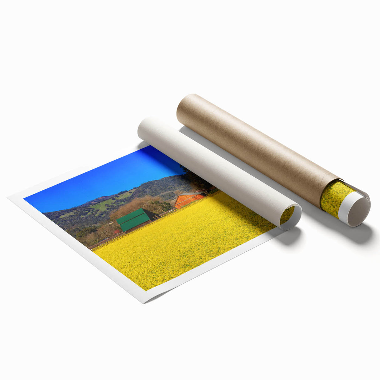 Extra large rolled print of Napa Valley scenery with vibrant green tones, ideal for classy bathroom wall art.