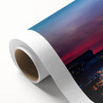 Art Deco poster of Sacramento skyline in pastel shades on rolled canvas, ideal for nursery wall art.