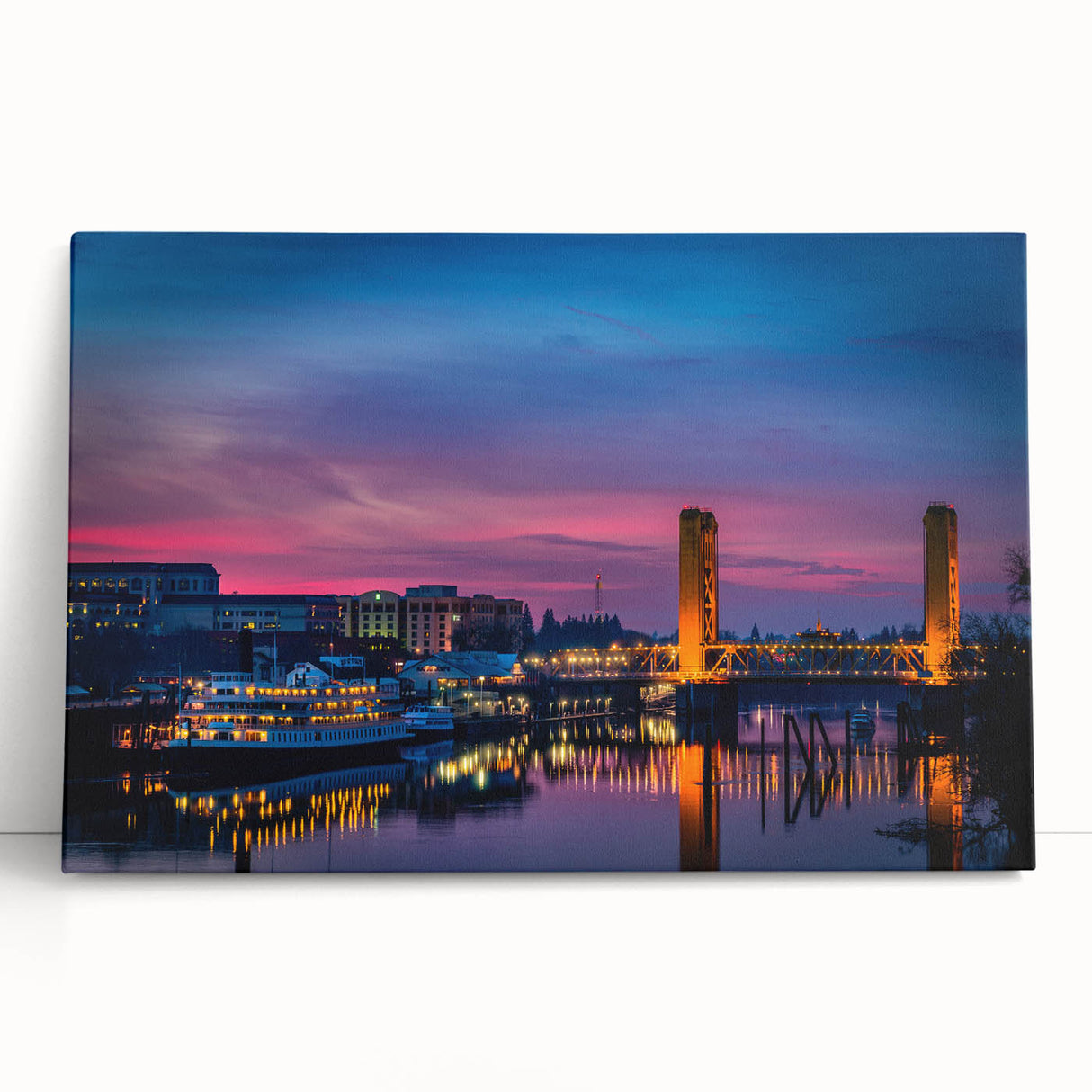 Black and white stretched canvas of Sacramento scenery, ideal for kitchen wall art or bedroom ambiance.