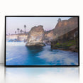 Large abstract wall art featuring a San Diego skyline in muted blue tones on a framed acrylic print.