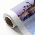 Art Deco style poster of San Diego skyline in pastel shades on rolled canvas, ideal for nursery wall art.