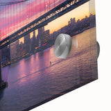 Large abstract wall art of San Francisco in muted blue tones on acrylic glass, suitable for dining room ambiance.