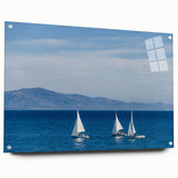 Acrylic print of a serene Santa Barbara landscape in soft pastel shades, suitable for bedroom or dining room decor.