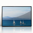 Large abstract wall art depicting Santa Barbara in muted earth tones, framed in black acrylic.