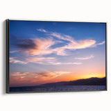 Black and white framed canvas of Santa Monica landscape in a vintage poster style, suitable for bedroom decor.