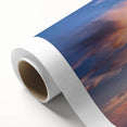 Art Deco style poster of Santa Monica scenery on rolled canvas, with muted pastel colors, ideal for nursery wall art.
