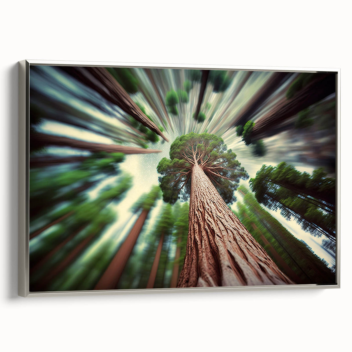 Framed canvas landscape art painting of California's Sequoia National Park in black with colorful accents.