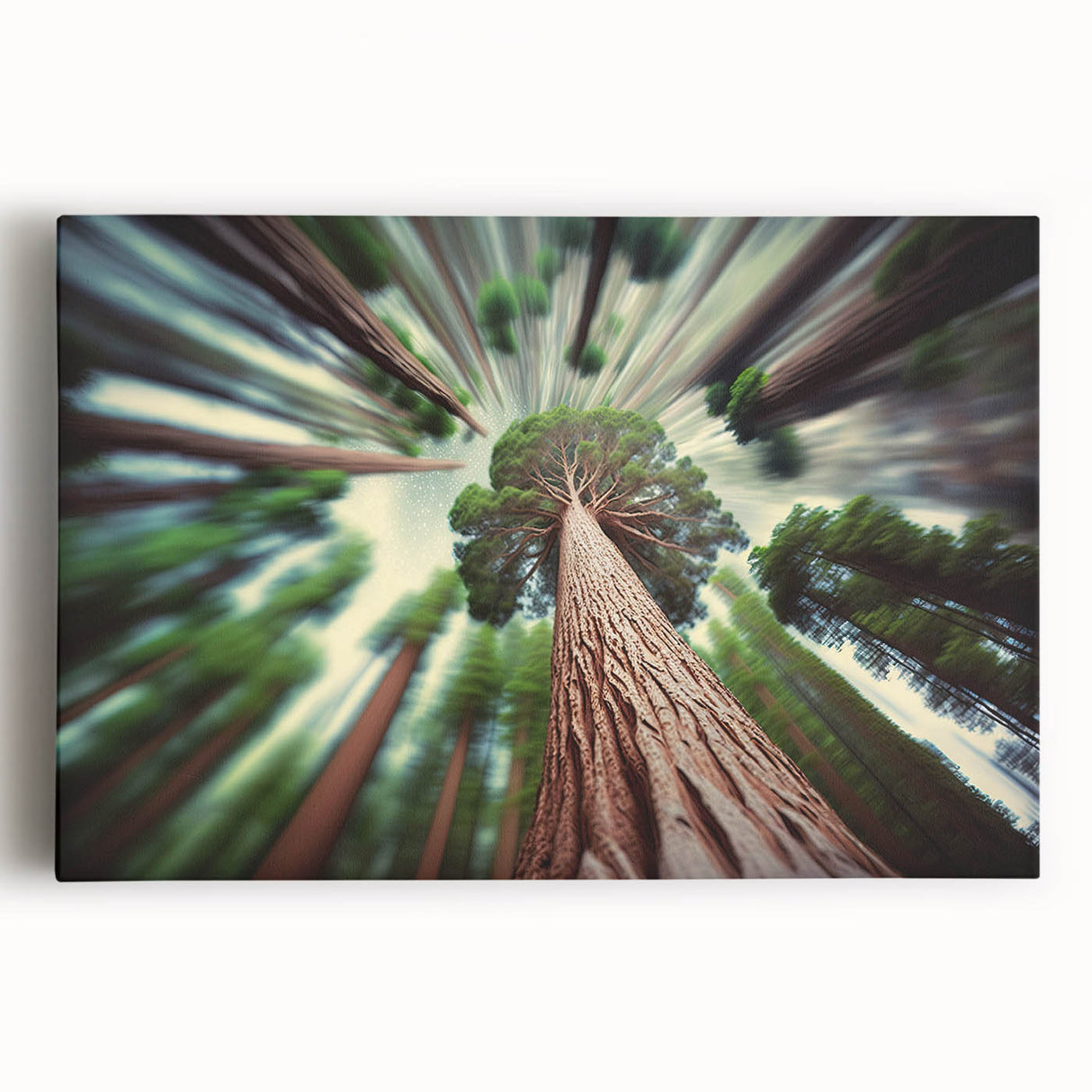 Black and white photo of California's Sequoia trees on large stretched canvas, suitable for kitchen wall art.