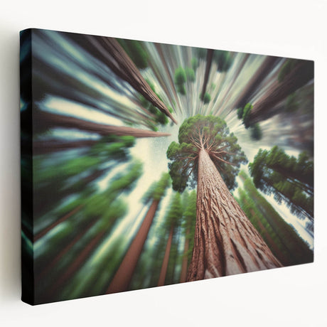 Large canvas print of California's Sequoia National Park, featuring towering trees in natural green and brown tones.