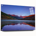 Acrylic print of a large abstract depiction of Vail, Colorado in cool blue and green tones.