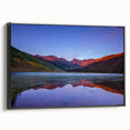 Black and white framed canvas of Vail, Colorado landscape, ideal for bedroom wall decor.