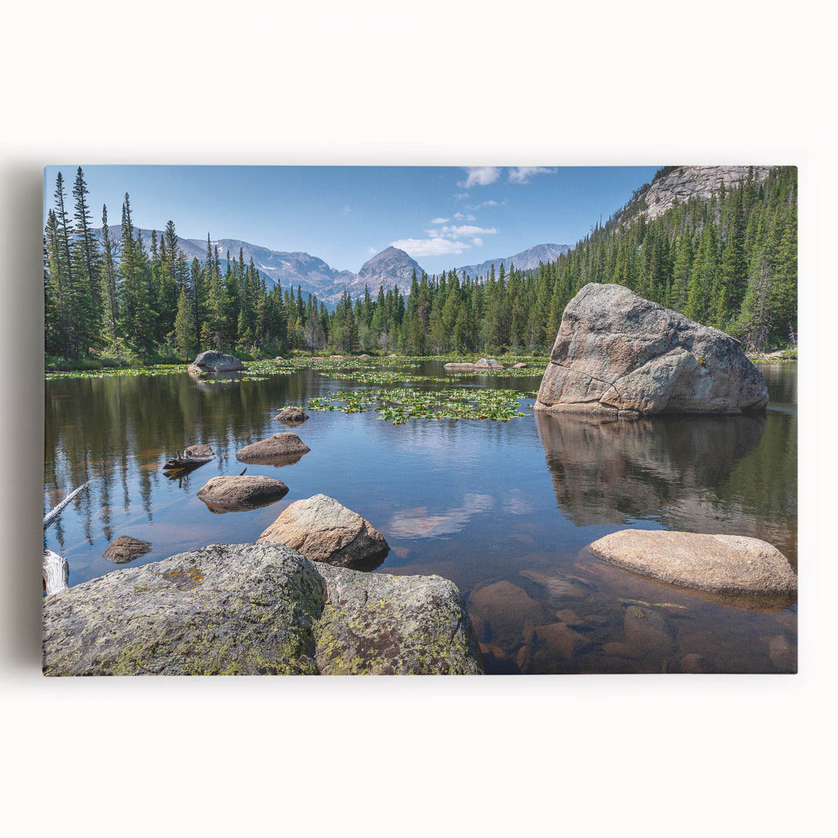 Black and white photograph of Boulder, Colorado on a large stretched canvas, suitable for kitchen wall art.
