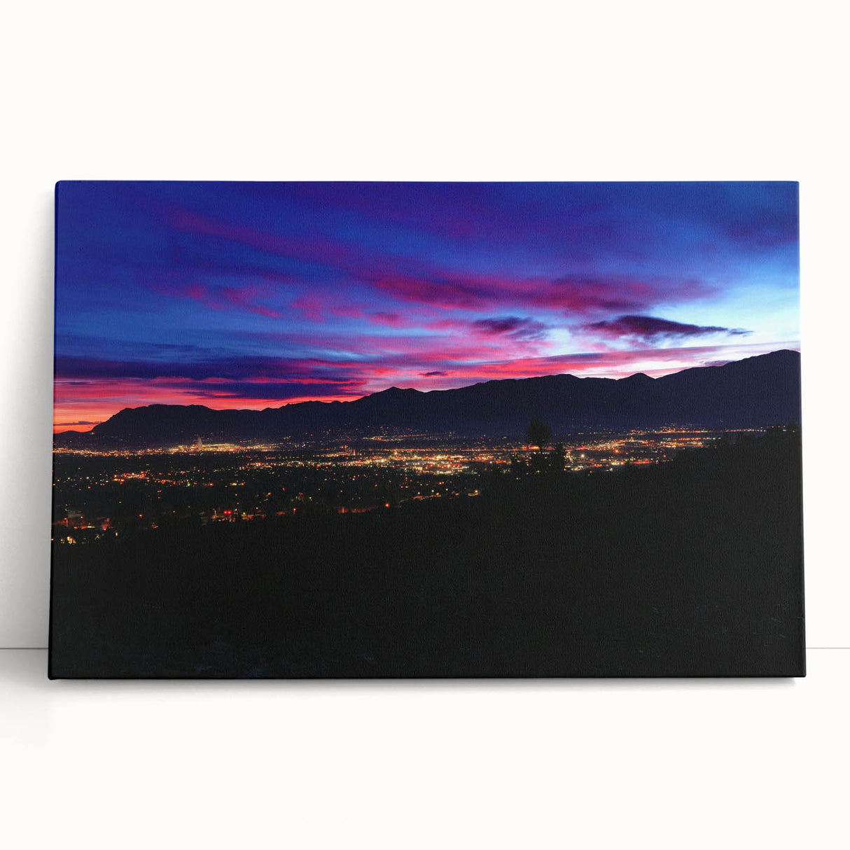 Black and white photo of Colorado Springs on stretched canvas, ideal for kitchen wall art.