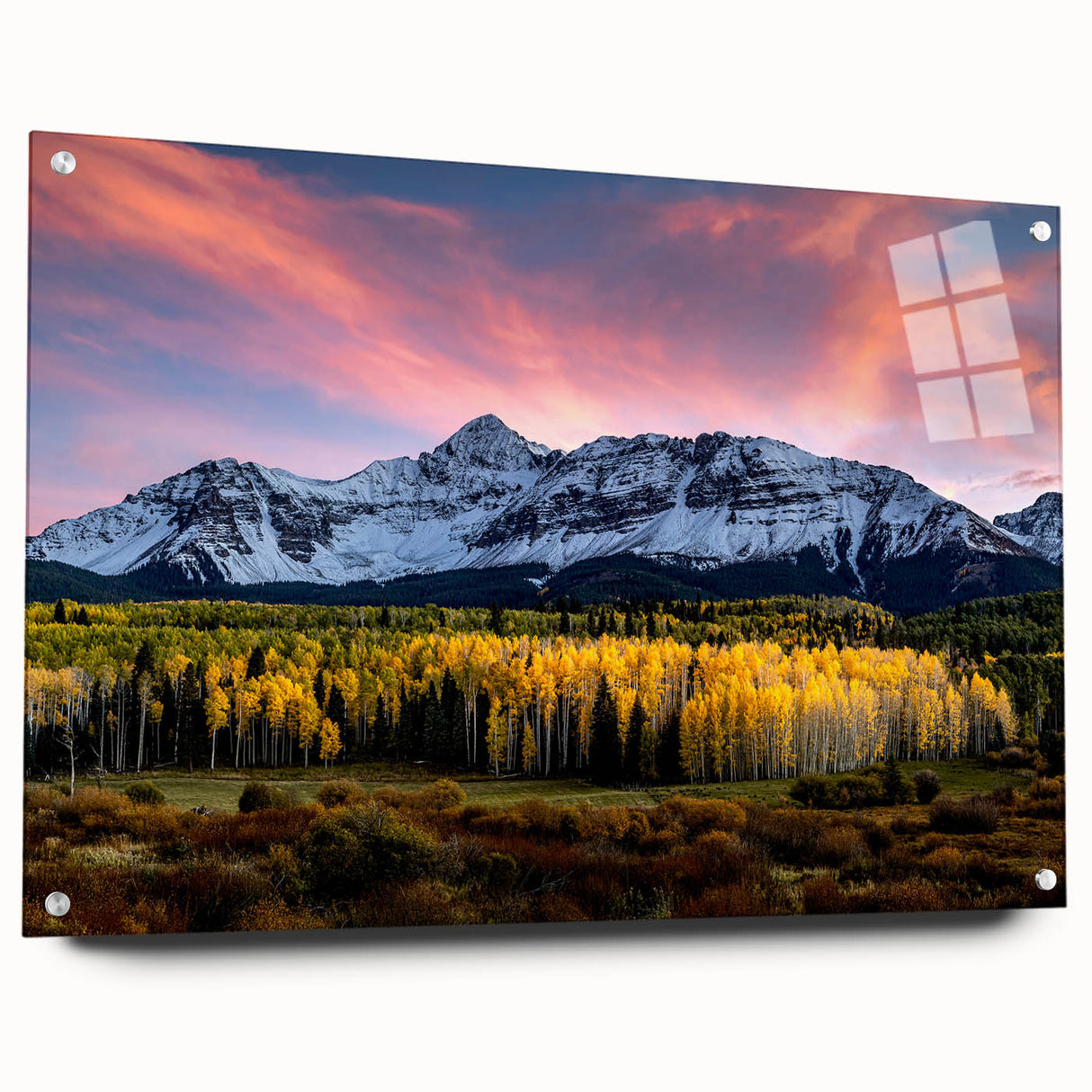Acrylic print of Telluride, Colorado scenery in natural tones, suitable for bedroom or dining room decor.