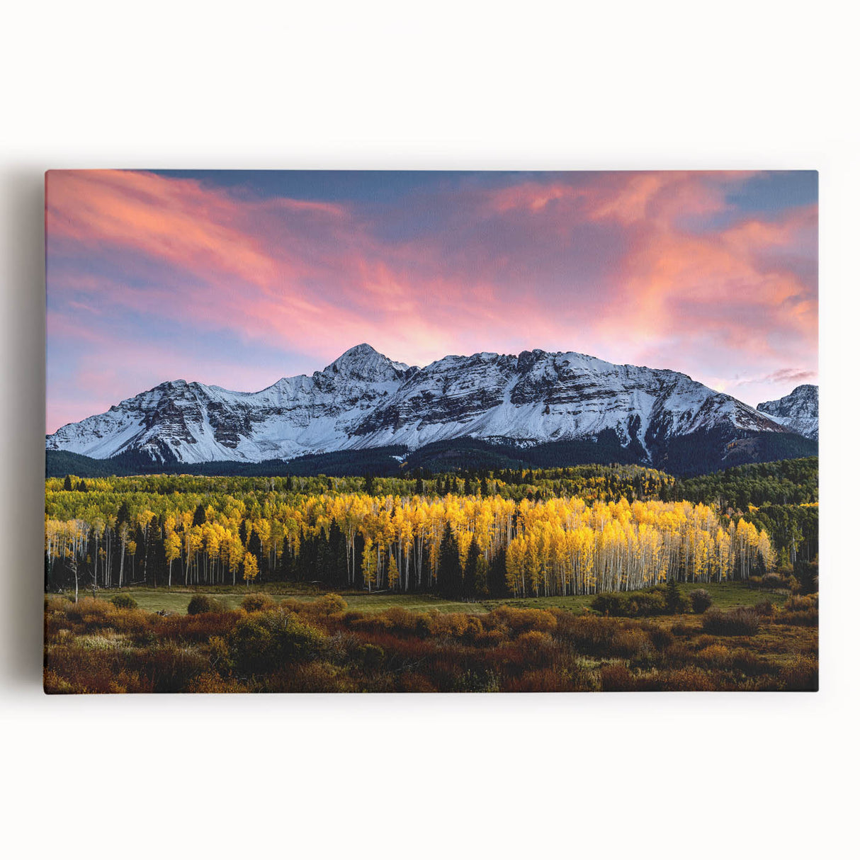 Black and white landscape of Telluride, Colorado on large stretched canvas, suitable for kitchen wall art.