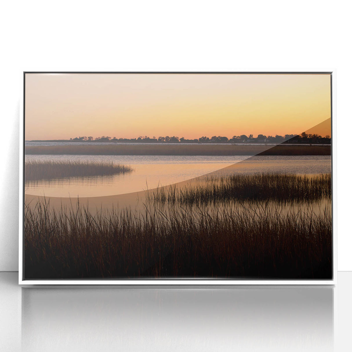 Framed acrylic print of a serene Connecticut landscape in soft pastel shades, ideal for nursery wall art.