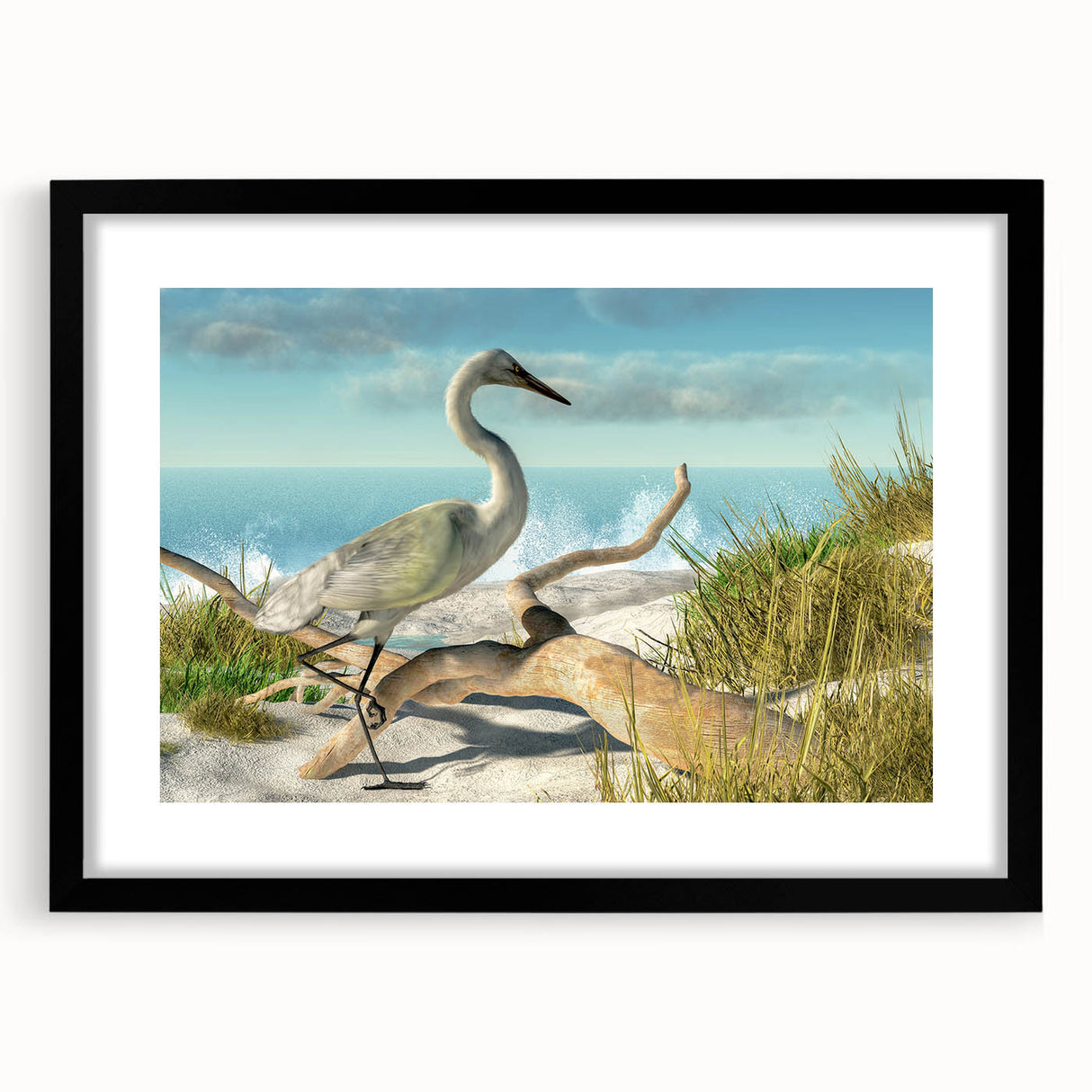 Extra large abstract art print featuring colorful, textured scenery, in a black frame, ideal for living room decor.