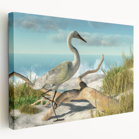Daytona beach scene on large stretched canvas with vibrant blue and sandy hues, suitable for kitchen wall art.