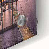 Large abstract wall art featuring swirling patterns in earthy tones on acrylic glass, suitable for dining room ambiance.