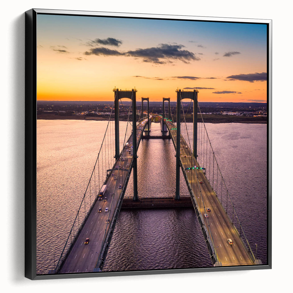 Black and white framed canvas of Delaware landscape, ideal for bedroom wall art.