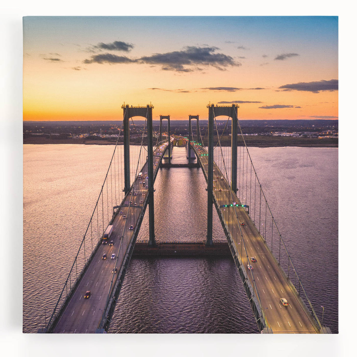 Black and white stretched canvas of Delaware scenery, ideal for kitchen wall art.