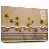 Large abstract wall art of Fort Lauderdale skyline in pastel shades on acrylic glass, ideal for bedroom or dining room decor.