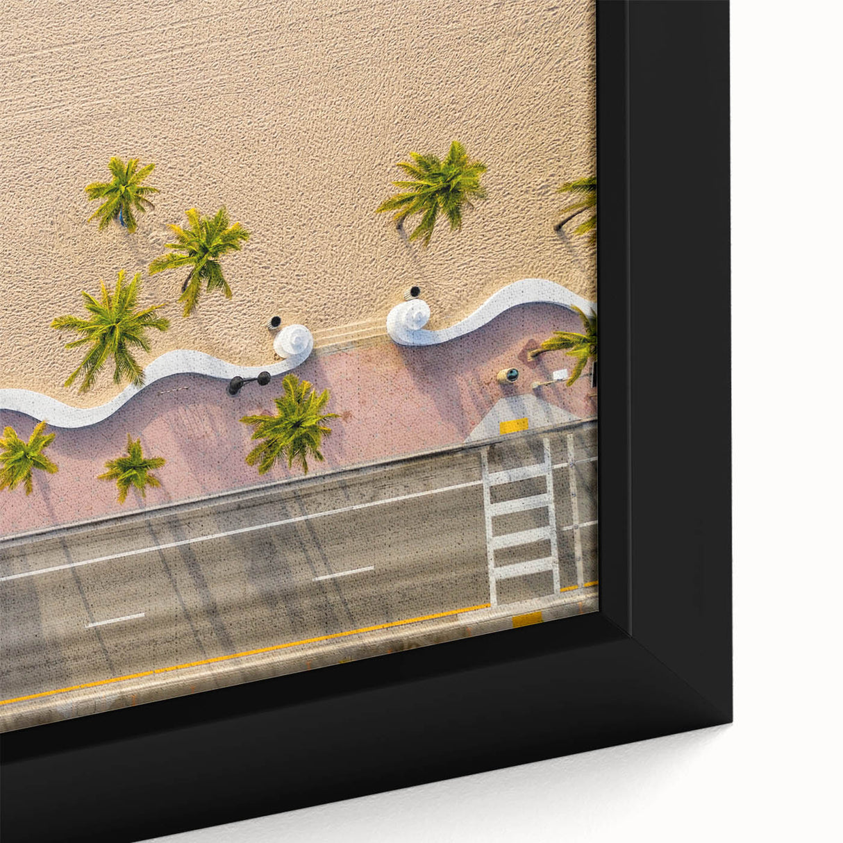 Extra large black wall art of Fort Lauderdale scenery on framed canvas, featuring textured.
