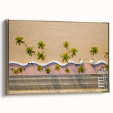 Framed canvas depicting a vintage-style Fort Lauderdale landscape in black and gold tones, ideal for bedroom wall art.