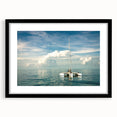 Extra large abstract art print of Florida Keys with vibrant colors and textured finish on a framed black mat.