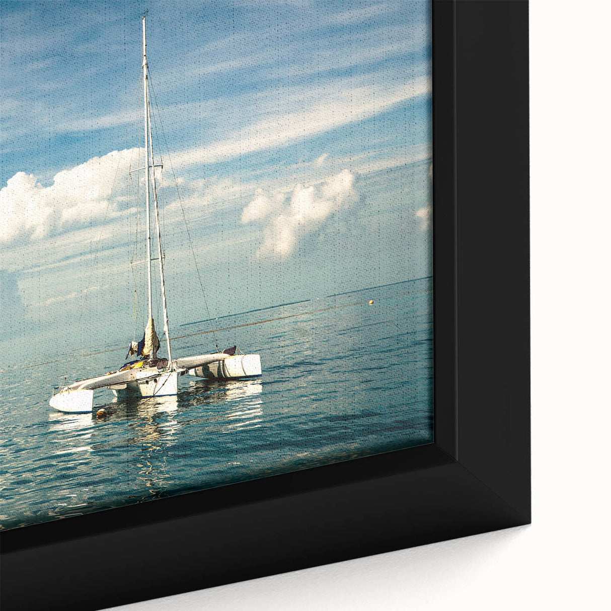 Extra large framed canvas of a textured Florida Keys scenery in black with colorful art accents, ideal for living room decor.